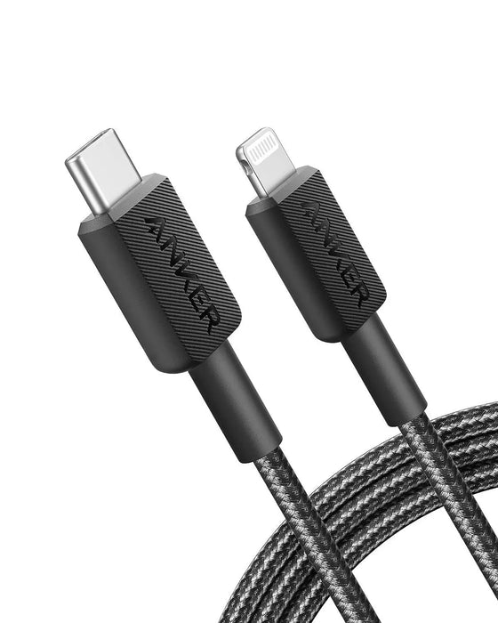 Anker 322 USBC to Lightning Cable Braided (0.9m/3ft) Black/A81B5H11 — TeckPot