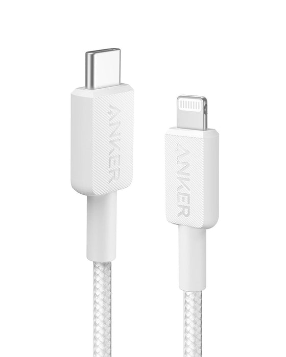 Anker Cable 322 USB-C To Lightning Cable (3 Ft. Braided)- White/A81B5H21
