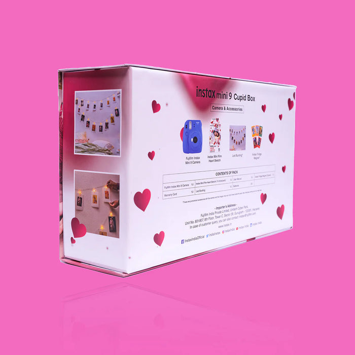 FUJIFILM! Instax Mini 9 Cupid Box With 10 Heart Film Shots, LED Bunting, 5 Fridge Magnets (Clear Purple)