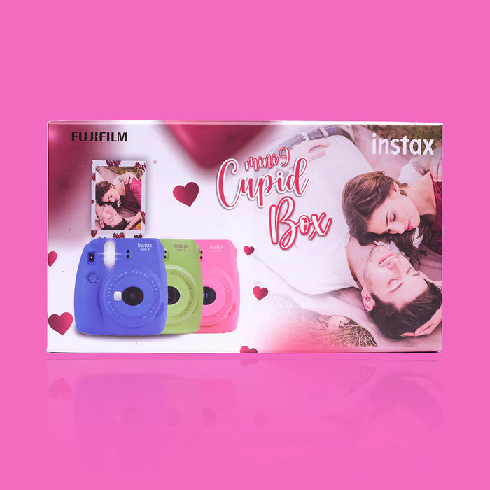 FUJIFILM! Instax Mini 9 Cupid Box With 10 Heart Film Shots, LED Bunting, 5 Fridge Magnets (Clear Purple)