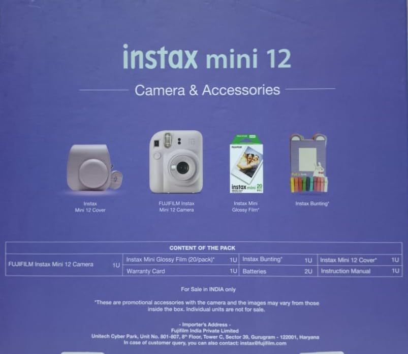 Fujifilm Instax Mini 12 Moment Forever With 20 Shots, Bunting Set, Mini 12 Cover(Lilac  Purple)