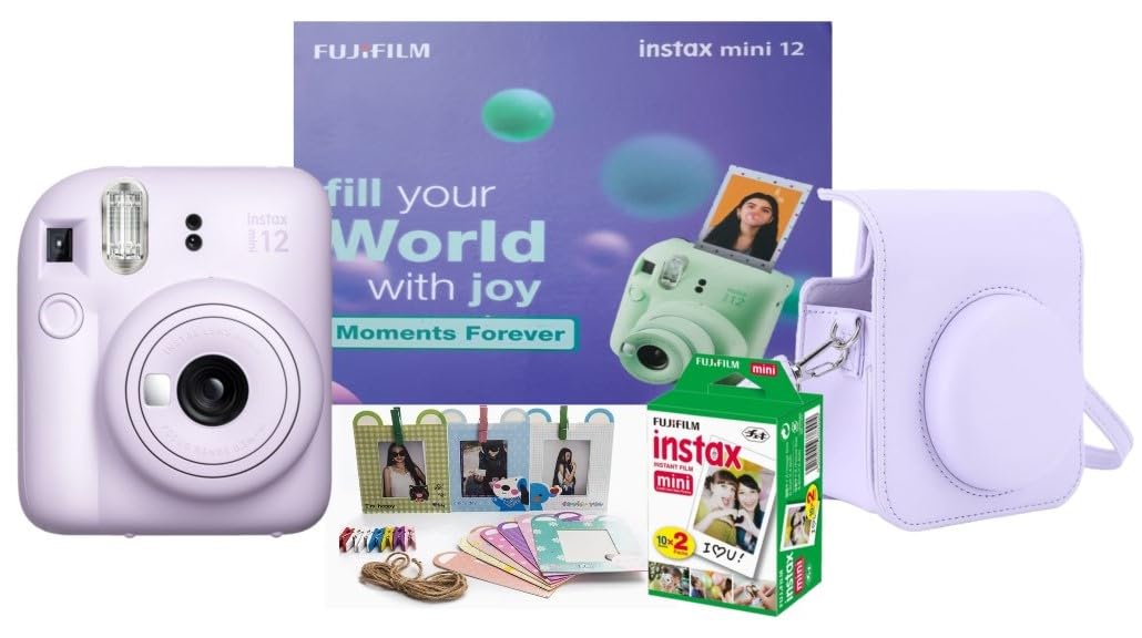 Fujifilm Instax Mini 12 Moment Forever With 20 Shots, Bunting Set, Mini 12 Cover(Lilac  Purple)